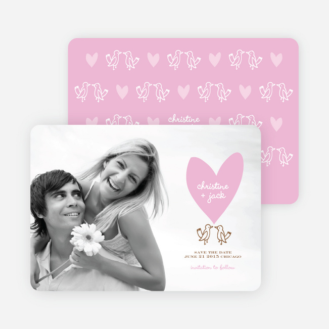 Lovebird Inspired Save the Date Cards - Carnation