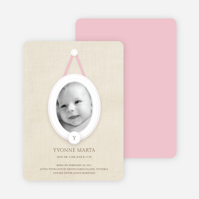 Antique Monogram Birth Announcements - Cotton Candy
