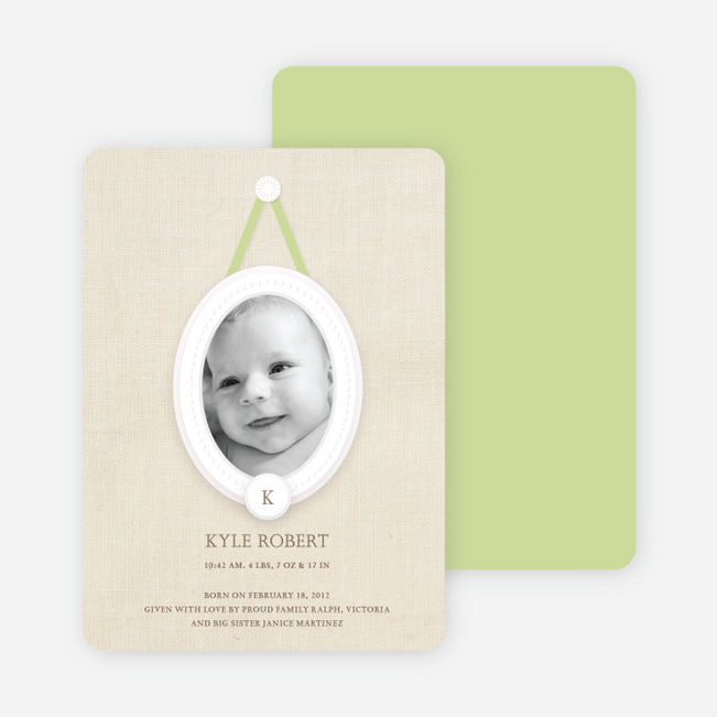 Antique Monogram Birth Announcements - Bamboo