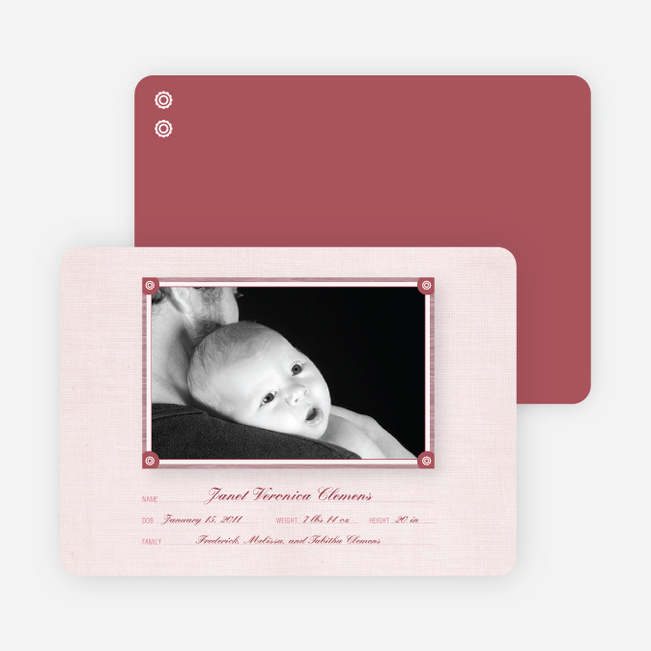 Wallpaper Photo Frame Birth Announcements - Pale Blush