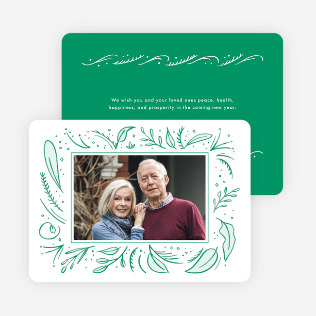 Painted Wreath Holiday Cards - Green