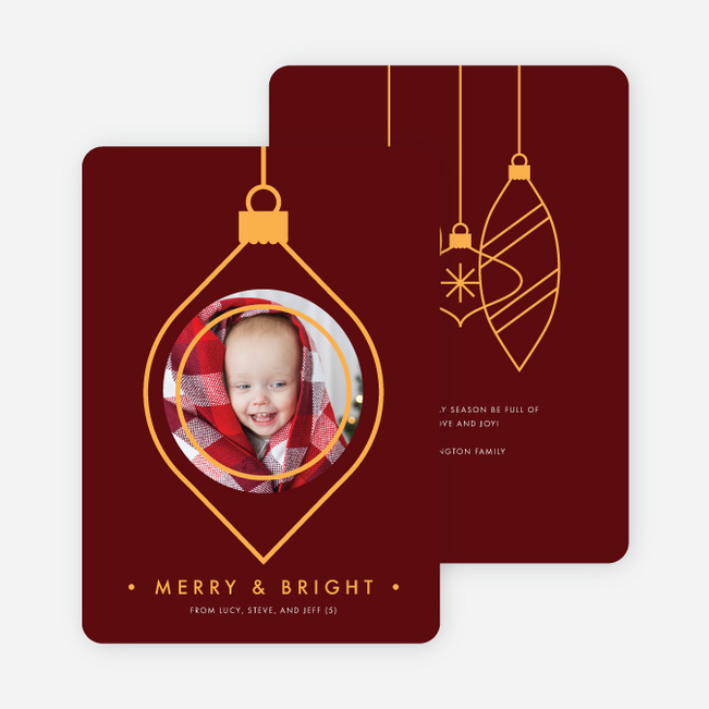 Photo Ornaments Christmas Cards - Red