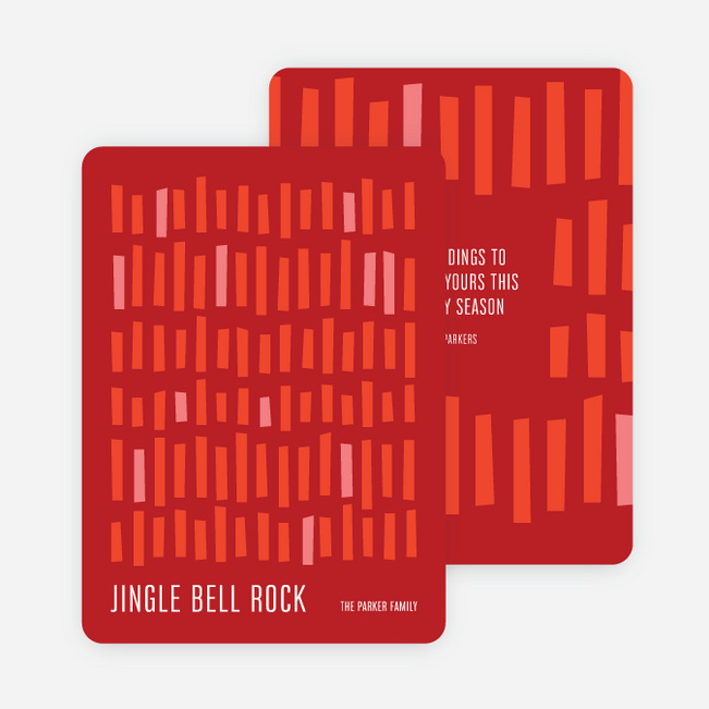 Staggered Lines Holiday Cards - Red