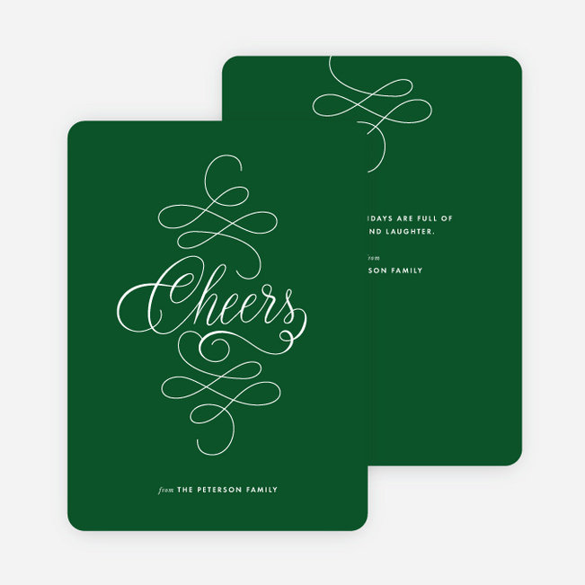Flowing Words Holiday Cards - Green