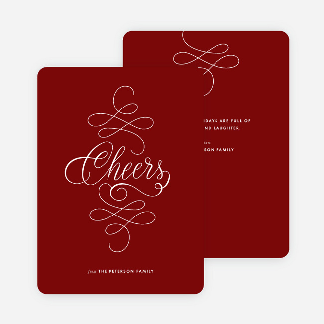 Flowing Words Holiday Cards - Red