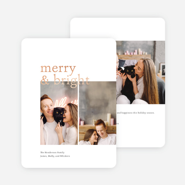 Foil Overlap Holiday Cards - Pink