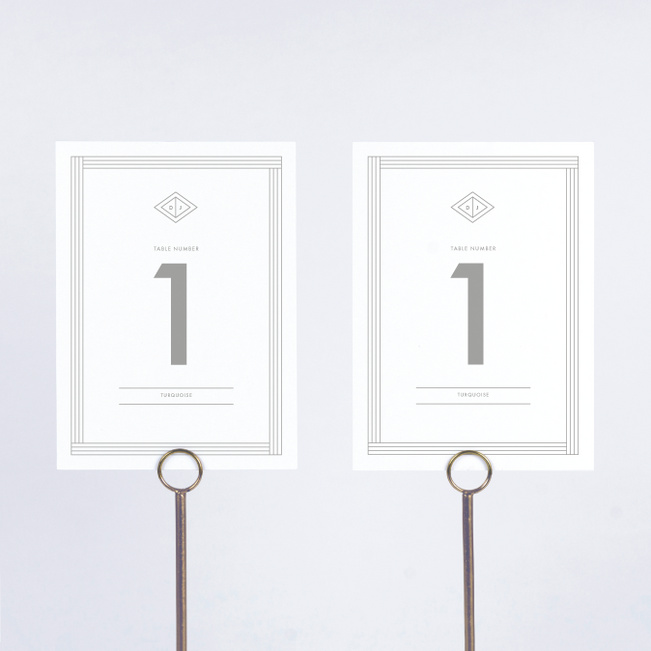 Diamond Wedding Table Cards - Gray