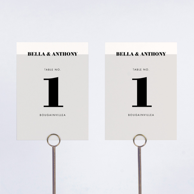 Modern Typography Wedding Table Cards - Gray