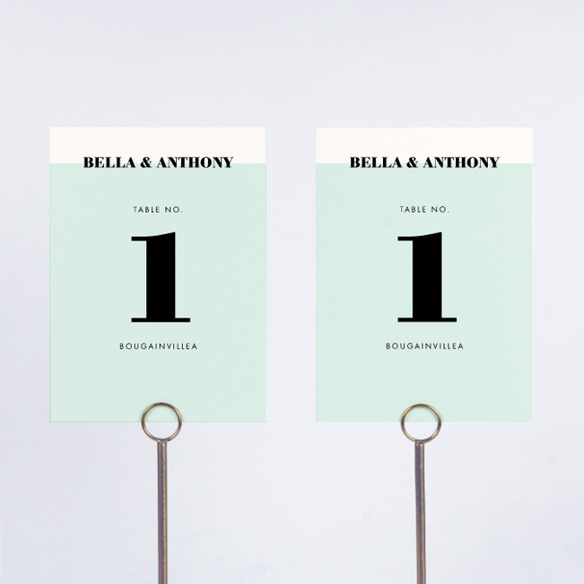 Modern Typography Wedding Table Cards - Green