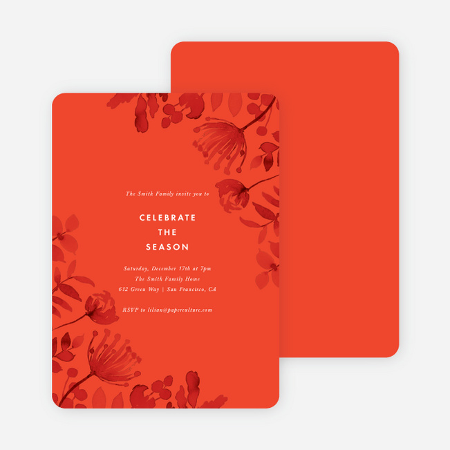 Simply Floral Holiday Cards - Red