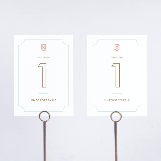 Family Crest Wedding Table Cards - Green