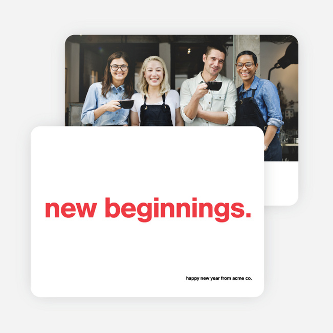 New Beginnings Corporate Photo Holiday Cards - Red
