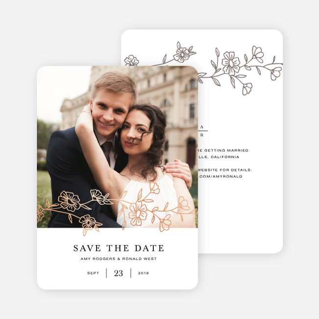 Elegant Roses Save the Date Cards - Brown
