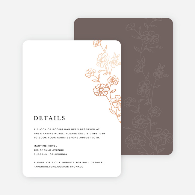 Elegant Roses Wedding Information Cards - Brown