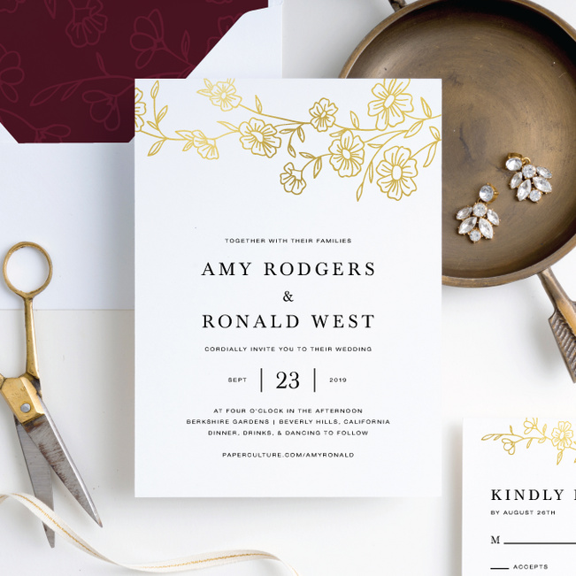 Elegant Roses Wedding Invitation Suites - Red