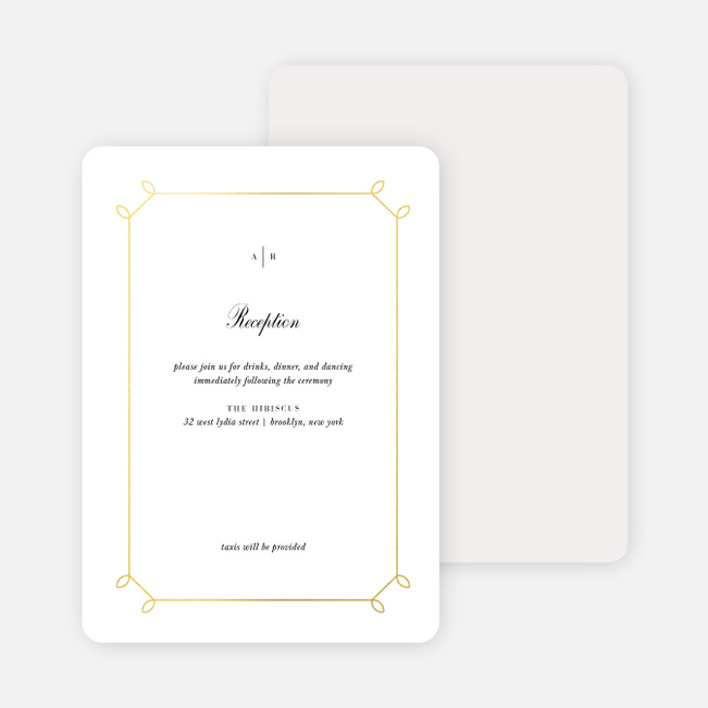 Foil Elegant Scroll Wedding Information Cards - Yellow