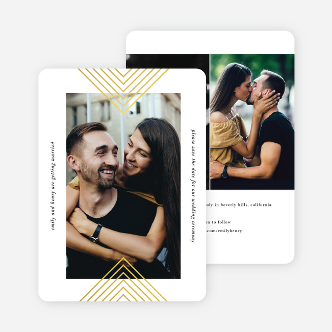 Foil Mirrored Angles Save the Date Cards - Yellow