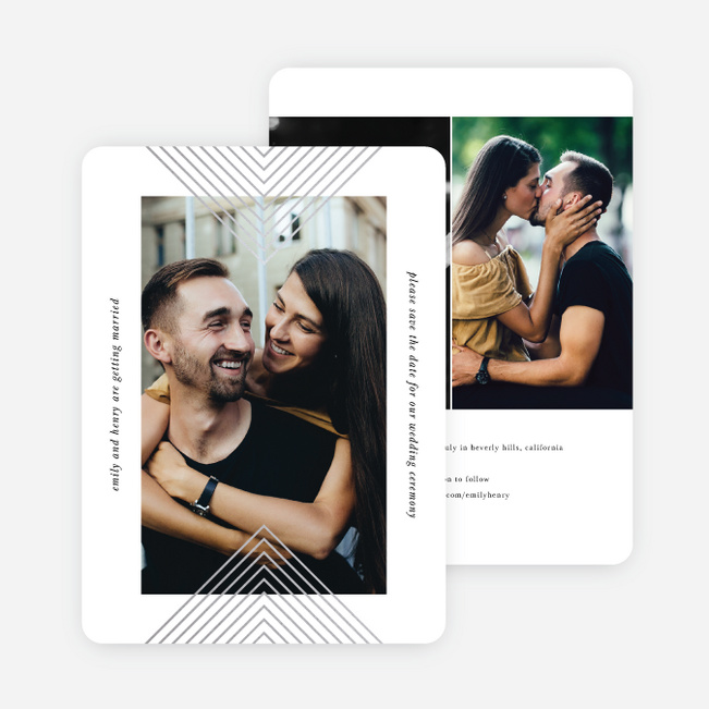 Foil Mirrored Angles Save the Date Cards - Gray