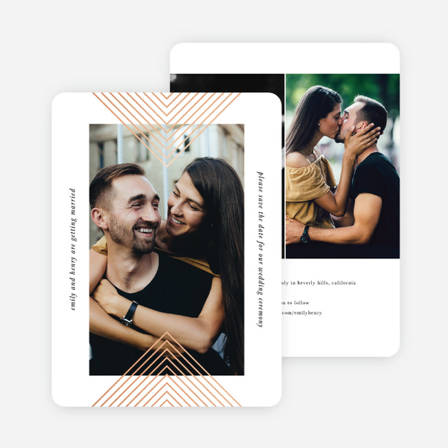 Foil Mirrored Angles Save the Date Cards - Pink