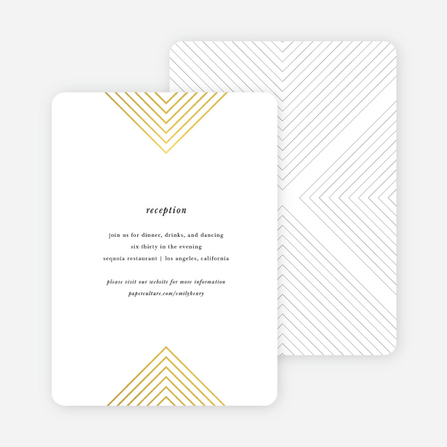 Foil Mirrored Angles Wedding Information Cards - Yellow