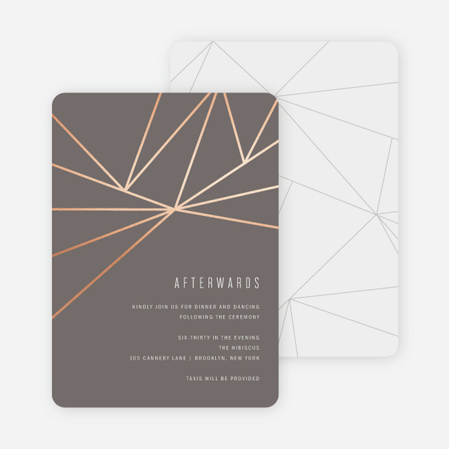 Foil Shining Facets Wedding Information Cards - Brown