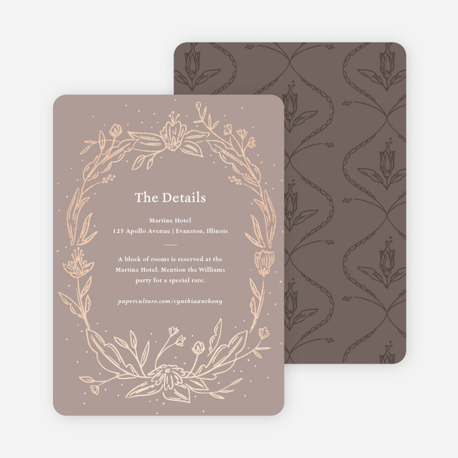 Foil Surroundings Wedding Information Cards - Brown