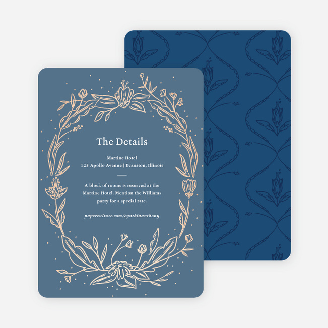 Foil Surroundings Wedding Information Cards - Blue