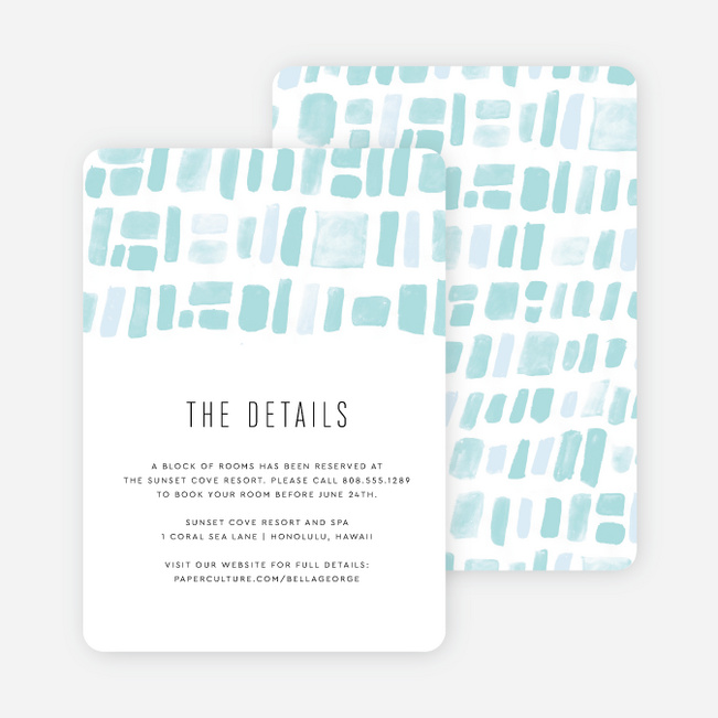 Painted Squares Wedding Information Cards - Blue