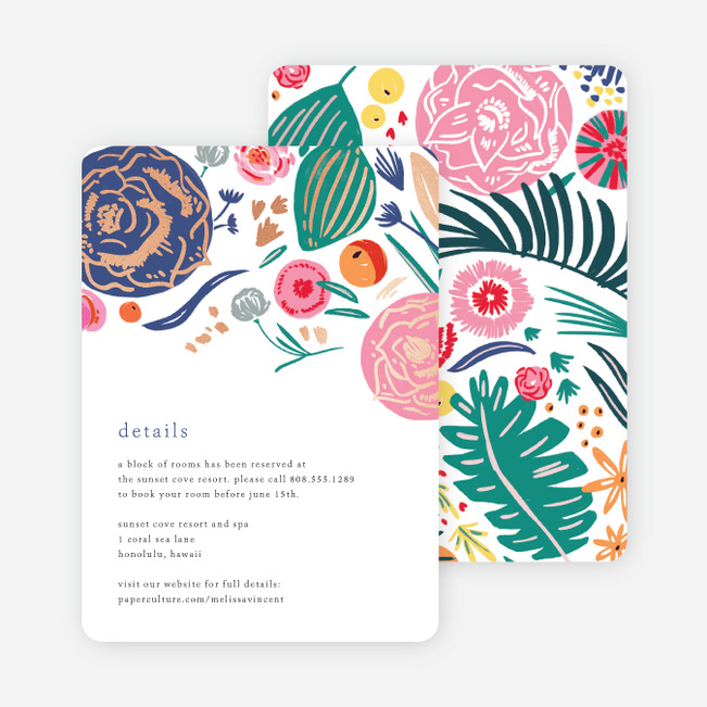 Tropical Print Wedding Information Cards - Multi