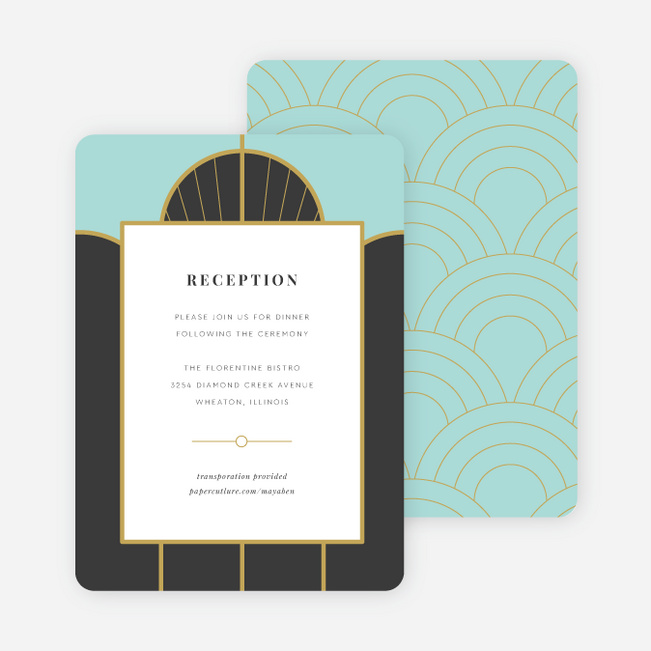 Deco Arches Wedding Information Cards - Blue