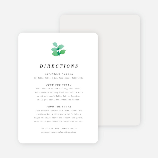 Minimal Laurel Wedding Information Cards - White