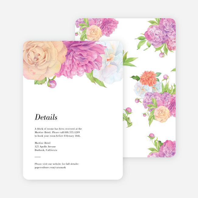 Painted Flowers Wedding Information Cards - Multi