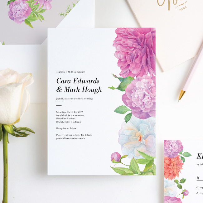 Painted Flowers Wedding Invitation Suites | Paper Culture