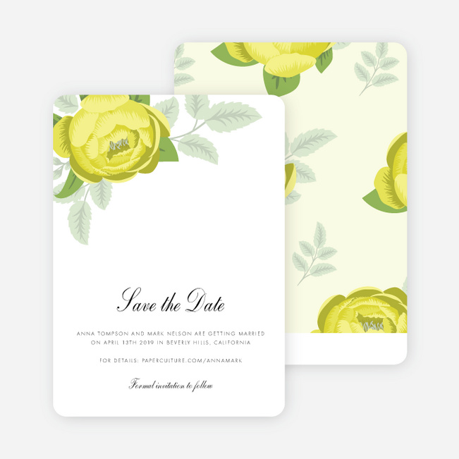 Retro Floret Save the Date Cards - Yellow
