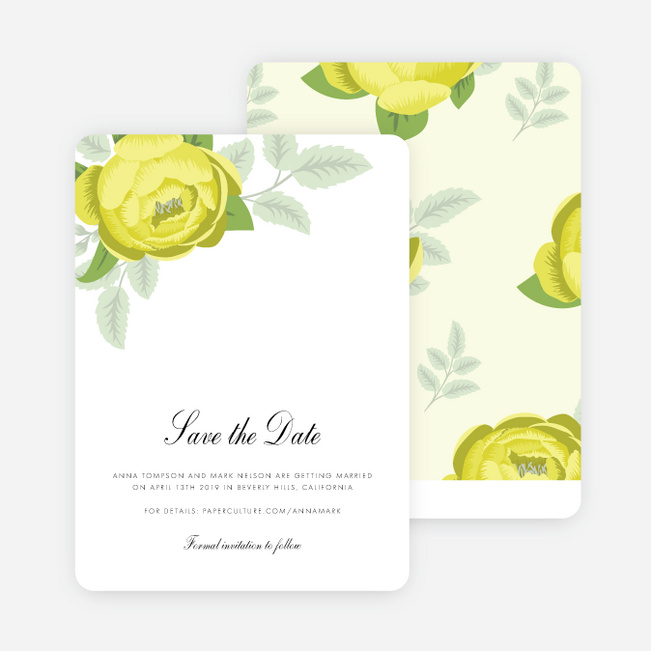 Retro Floret Save the Date Cards - Yellow