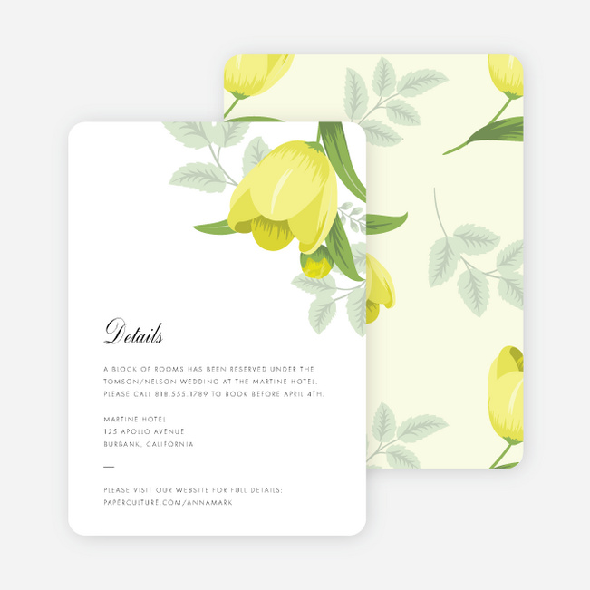 Retro Floret Wedding Information Cards - Yellow