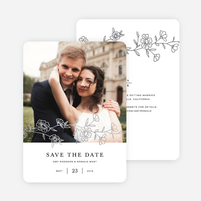 Elegant Roses Save the Date Cards - Gray