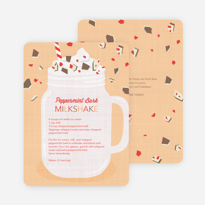 Peppermint Milkshake Recipe Holiday Cards - Orange