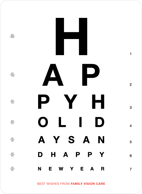 Happy Holidays Corporate Eye Chart Cards