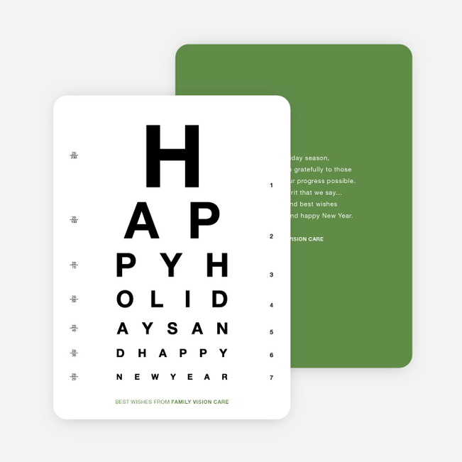 Happy Holidays Corporate Eye Chart Cards - Green