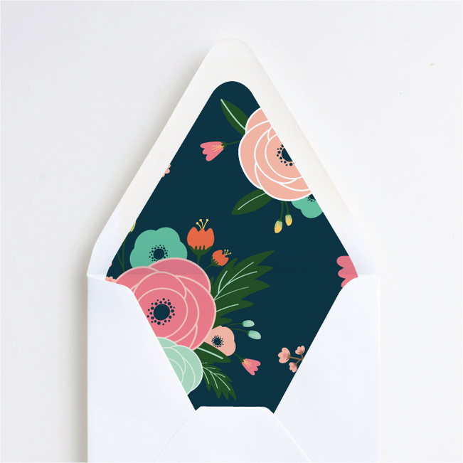 Modern Bouquet Wedding Envelope Liners - Blue