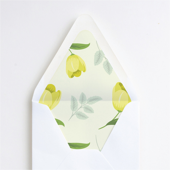 Retro Floret Wedding Envelope Liners - Yellow