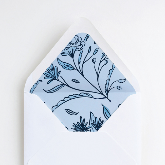 Vintage Frame Wedding Envelope Liners - Blue