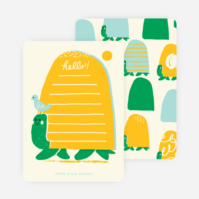 Turtles and Bird Stationery - Blue