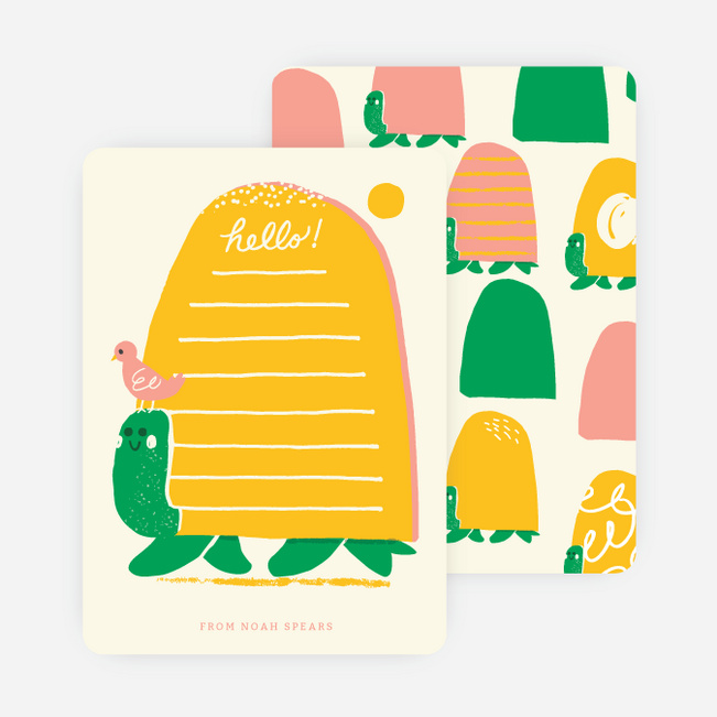 Turtles and Bird Stationery - Pink