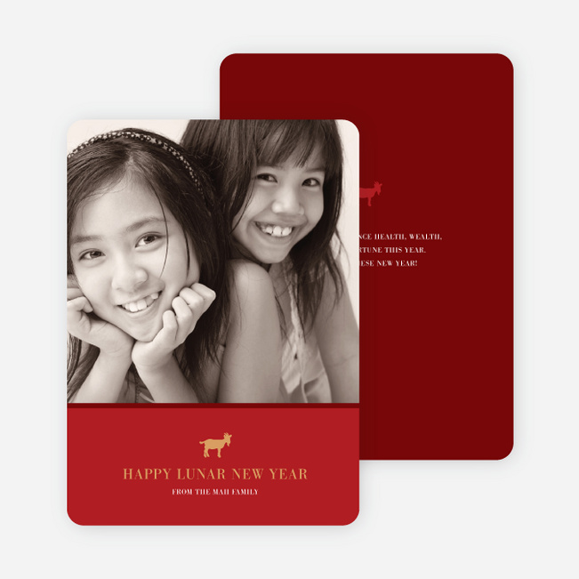 Happy Year of the Goat Photo Card - Crimson