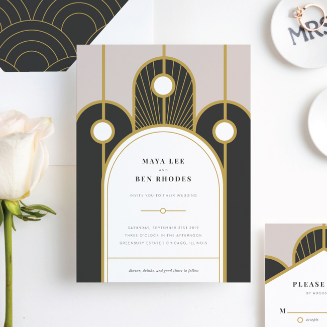 Deco Arches Wedding Invitation Suites - Beige
