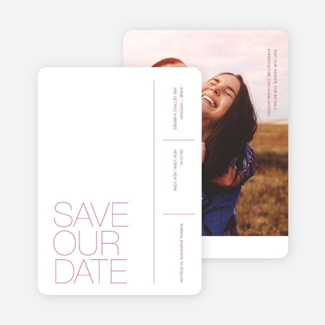 Stacked Type Save The Dates - Pink