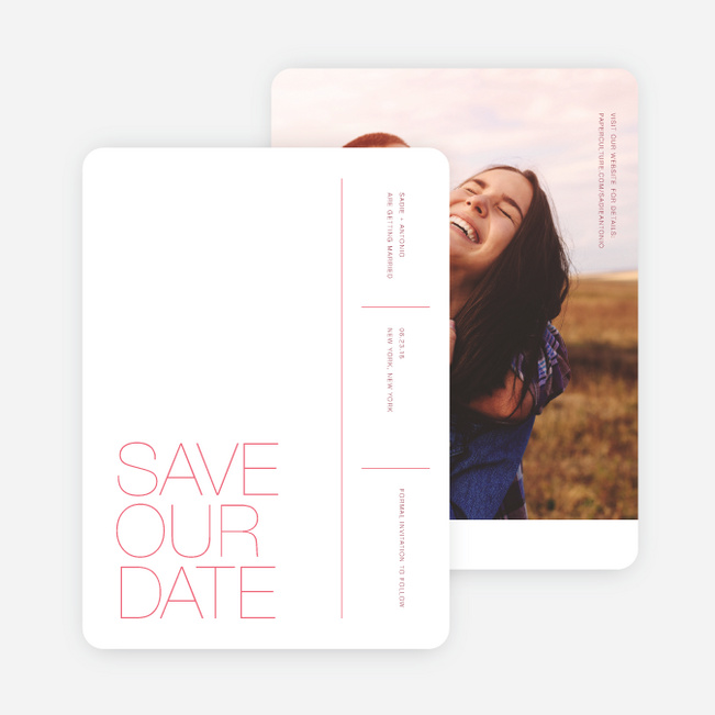 Stacked Type Save The Dates - Pink