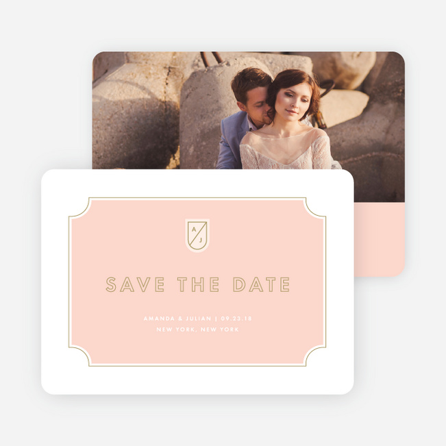 Tomorrow’s Crest Wedding Save the Date Cards - Pink